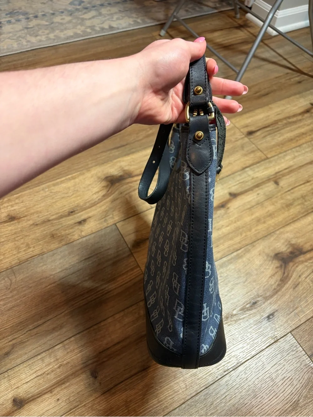 vintage Y2K-era Dooney & Bourke Signature Monogram Hobo Shoulder Bag